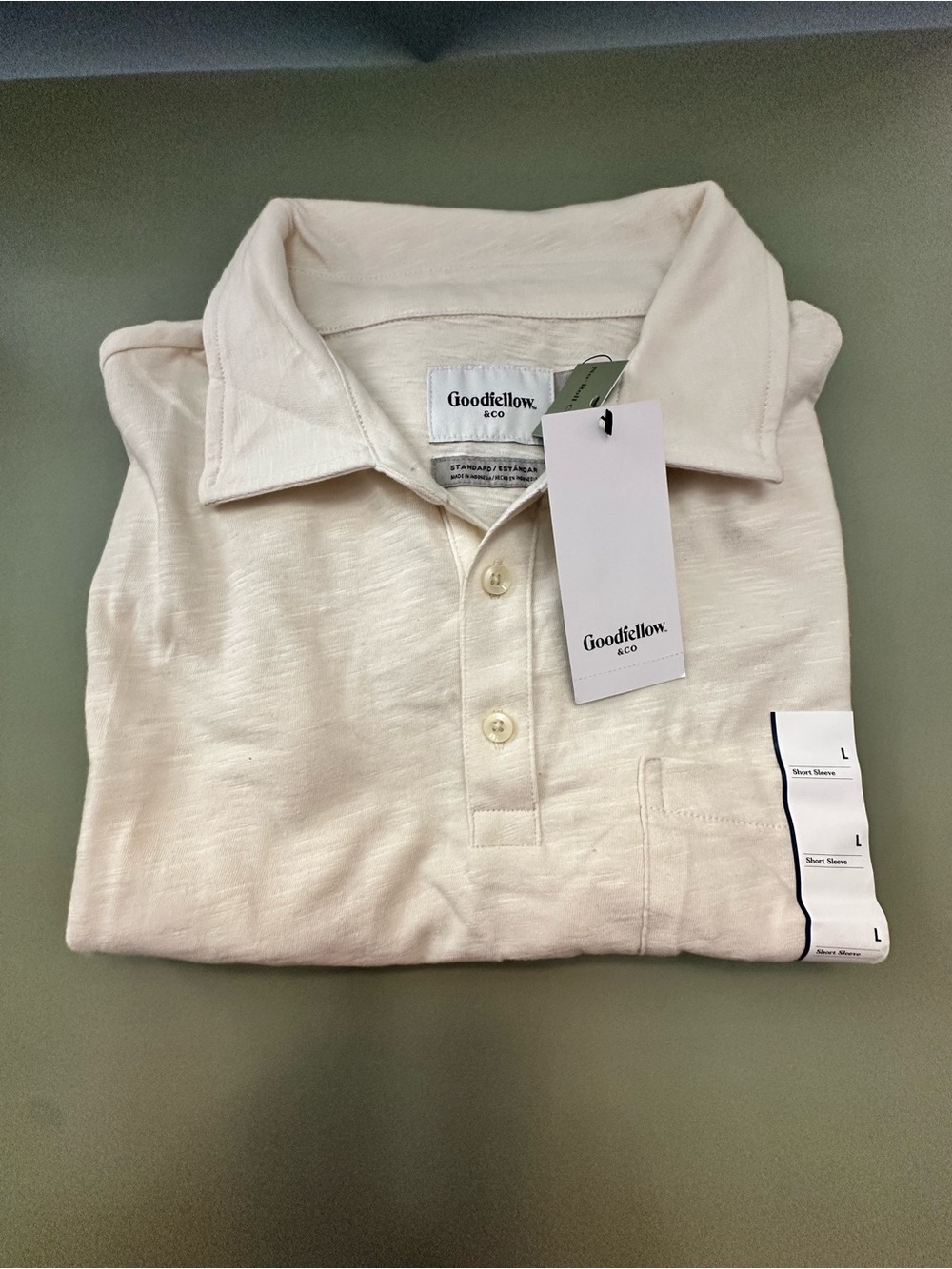 Goodfellow & Co Men's Light Cream Polo Shirt